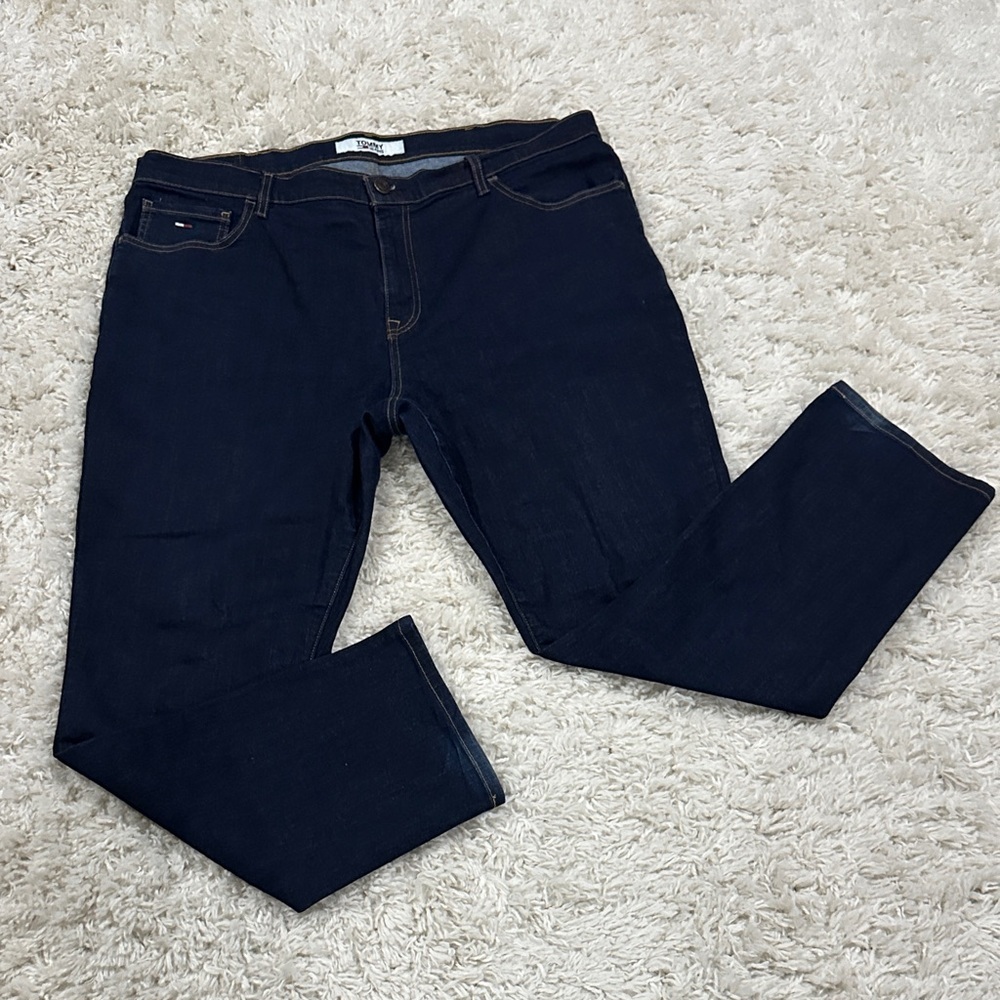 TOMMY HILFIGER Mens Streetwear Slim Straight Dark Blue Jeans 40x30 Brand Quality - Picture 10 of 11